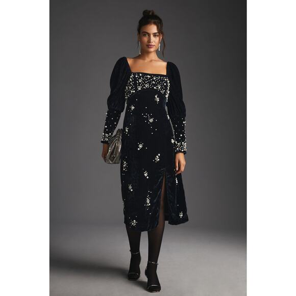 Anthropologie Maeve Embellished Velvet Dress - New - Size XXS - Picture 1 of 7